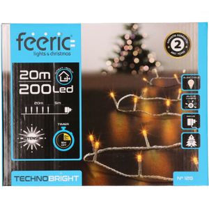 Feeric lights feestverlichting - warm wit - 20 meter - 200 led lampjes - transparant snoer