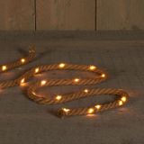 3x Touwverlichting lichtsnoer jute 20 lampjes met timer op batterij - decoratie lichtsnoeren op batterijen