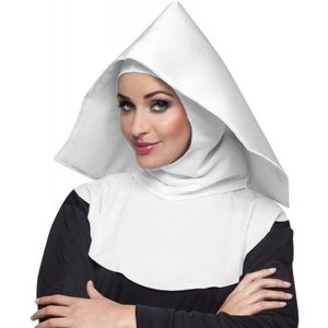 Nonnen verkleed hoofdkapje Moeder Overste - Carnaval hoofd deksels wit - Voor volwassenen