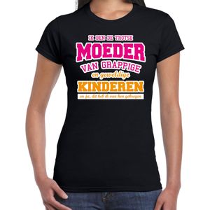 Ik ben de trotse moeder van geweldige kinderen cadeau t-shirt - zwart voor dames - verjaardag / bedankt shirt / moederdag