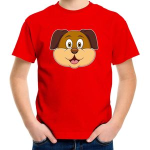 Cartoon hond t-shirt rood voor jongens en meisjes - Kinderkleding / dieren t-shirts kinderen