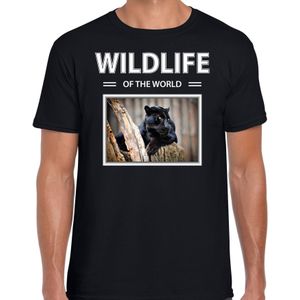 Dieren foto t-shirt Zwarte panter - zwart - heren - wildlife of the world - cadeau shirt Panters liefhebber