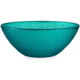 Vivalto Kommetjes/serveer schaaltjes/soepkommen - 6x - Murano - glas - D15 x H6 cm - turquoise blauw - Stapelbaar