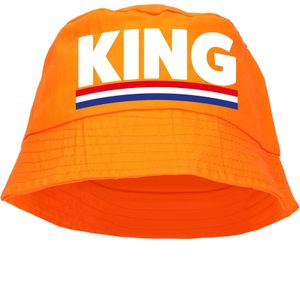 King bucket hat - oranje - Koningsdag/ EK/ WK - Holland vissershoedje