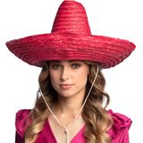 Boland party Carnaval verkleed Sombrero hoed Fiesta - rood - volwassenen - polyester