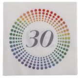 60x Leeftijd 30 jaar themafeest/verjaardag servetten 33 x 33 cm confetti - Papieren feest wegwerp tafeldecoraties