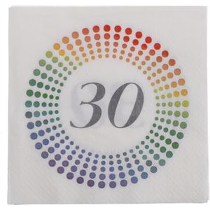 60x Leeftijd 30 jaar themafeest/verjaardag servetten 33 x 33 cm confetti - Papieren feest wegwerp tafeldecoraties