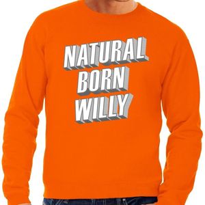Oranje Natural born Willy sweater - Trui voor heren - Koningsdag kleding