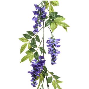 Blauwe regen/wisteria kunsttak kunstplanten slinger 150 cm - Kunstplanten/kunsttakken