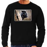 Dieren sweater met panters foto - zwart - voor heren - natuur / Zwarte panter cadeau trui - kleding / sweat shirt