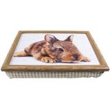 2x Schootkussens/laptrays konijn print 33 x 43 cm - Schoottafels - Dienbladen voor op schoot