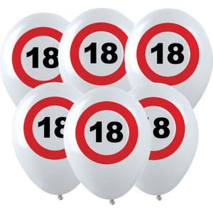 36x Leeftijd verjaardag ballonnen met 18 jaar stopbord opdruk 28 cm