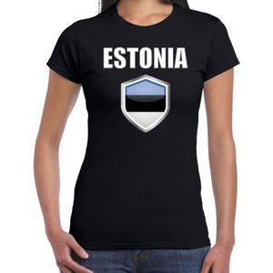 Estland landen t-shirt zwart dames - Estlandse landen shirt / kleding - EK / WK / Olympische spelen Estonia outfit