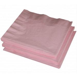 40x Licht roze kleuren thema servetten 33 x 33 cm - Licht roze papieren wegwerp tafeldecoraties