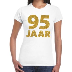 95 jaar goud glitter verjaardag t-shirt wit dames - verjaardag shirts