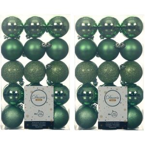 60x stuks plastic kerstballen groen 6 cm - Onbreekbare kunststof kerstballen