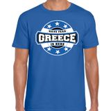 Have fear Greece is here t-shirt met sterren embleem in de kleuren van de Griekse vlag - blauw - heren - Griekenland supporter / Grieks elftal fan shirt / EK / WK / kleding