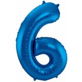 Cijfer 16 ballon blauw 86 cm