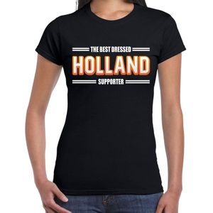 Oranje / Holland Supporter t-shirt zwart - The best dressed Holland supporter voor dames - Nederlands elftal fan shirt / kleding