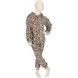 Zachte luipaard/cheetah print onesie voor kinderen wit maat 128/140 - Jumpsuit huispak met dierenprint