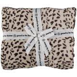 Zachte luipaard/cheetah print onesie voor kinderen wit maat 128/140 - Jumpsuit huispak met dierenprint