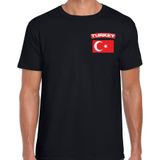 Turkey t-shirt met vlag zwart op borst voor heren - Turkije landen shirt - supporter kleding
