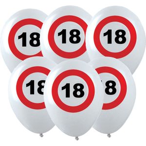 48x Leeftijd verjaardag ballonnen met 18 jaar stopbord opdruk 28 cm