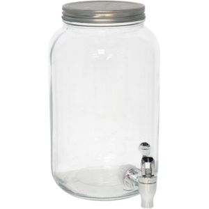 Gerimport Drank dispensers - 3L - met metalen deksel en kraantje - glas