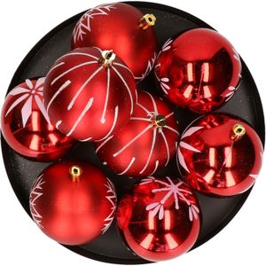 Feeric lights and christmas kerstballen - 16x - 8 cm -kunststof - rood