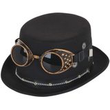 Rubies Steampunk hoed - met bril en ketting - zwart - polyester - voor volwassenen