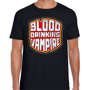 Halloween blood drinking vampire verkleed t-shirt zwart voor heren - horror shirt / kleding / kostuum