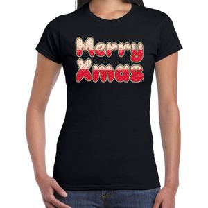 Merry xmas fout Kerst t-shirt - zwart - dames - Kerstkleding / Kerst outfit