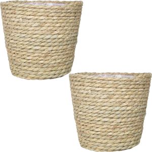 Set van 3x stuks naturel rotan manden van gedraaid touw/riet 17,5 cm