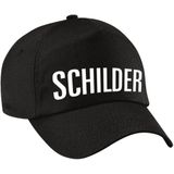 Schilder verkleed pet zwart voor dames en heren - schilder baseball cap - carnaval verkleedaccessoire / beroepen caps