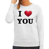 I love you sweater voor dames - grijs - Valentijn / Valentijnsdag - trui