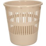 Plasticforte Afvalbak/vuilnisbak/kantoor prullenbak - 2x stuks - plastic - beige - 28 cm