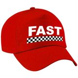 Fast / finish vlag verkleed pet rood voor dames en heren - Racing team baseball cap - carnaval / kostuum