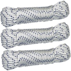 AMIG paracord touw - 3x - 10 meter - D6mm - 400kg - nylon/polyester - wit/blauw