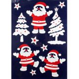 1x Velletje kerst raamversiering kerstmannetjes raamstickers 28,5 x 40 cm - Raamversiering/raamdecoratie stickers