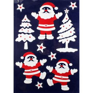 1x Velletje kerst raamversiering kerstmannetjes raamstickers 28,5 x 40 cm - Raamversiering/raamdecoratie stickers