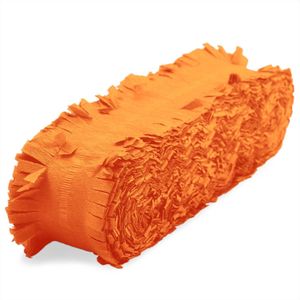 Feest/verjaardag versiering slingers oranje 24 meter crepe papier - Feestartikelen