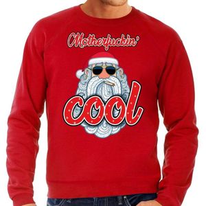 Grote maten foute Kersttrui / sweater -  Stoere kerstman - motherfucking cool - rood voor heren - kerstkleding / kerst outfit