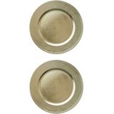 2x stuks diner borden/onderborden champagne 33 cm - Diner/kerstdiner borden/onderborden/dinerborden