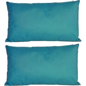 4x Bank/sier kussens voor binnen en buiten in de kleur petrol blauw 30 x 50 cm - Tuin/huis kussens