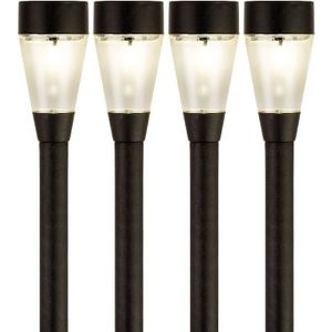 4x Buiten/tuin LED zwarte stekers Jive solar verlichting 32 cm - Tuinverlichting - Tuinlampen - Solarlampen op zonne-energie