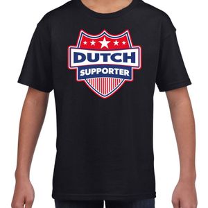 Dutch supporter schild t-shirt zwart voor kinderen - Nederland landen shirt / kleding - EK / WK / Olympische spelen outfit