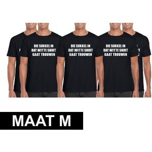 5x Vrijgezellenfeest Die sukkel gaat trouwen shirt  heren Maat M