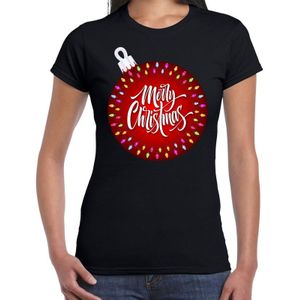 Fout Kerst shirt / t-shirt - kerstbal merry christmas - zwart voor dames - kerstkleding / kerst outfit