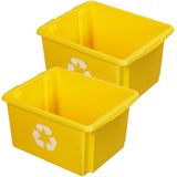 Sunware Opslagbox - 2 stuks - kunststof 32 liter geel 45 x 36 x 24 cm