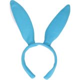 4x stuks konijnen/bunny oren licht blauw met wit voor volwassenen 27x28 cm - Feest diadeem konijn/paashaas - Paas verkleedkleding